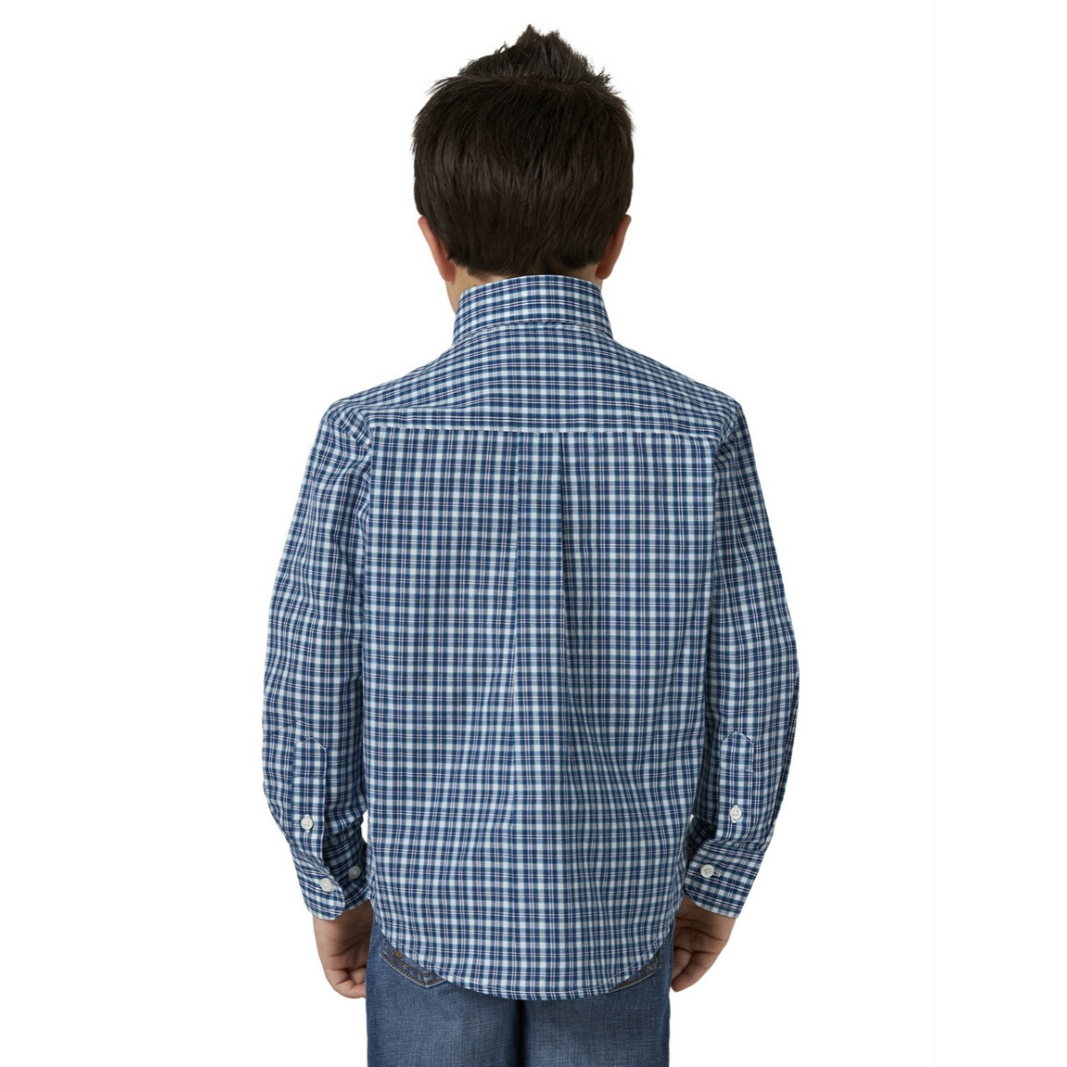 Wrangler Boy's Riata Long Sleeve Plaid Button Up Shirt - Blue-Wrangler-Little Giant Kidz