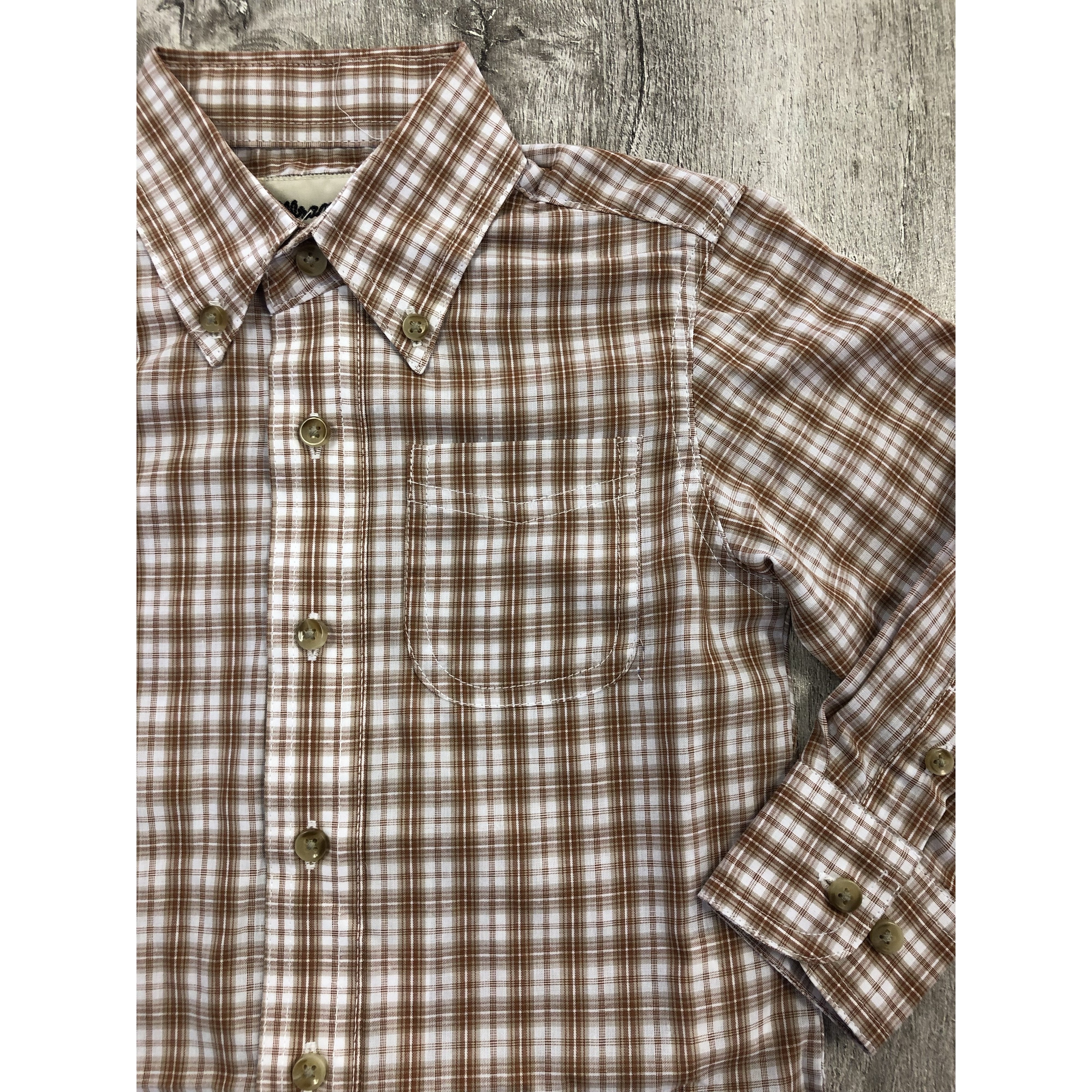 Wrangler Boy's Riata Long Sleeve Plaid Button Up Shirt - Brown-Wrangler-Little Giant Kidz