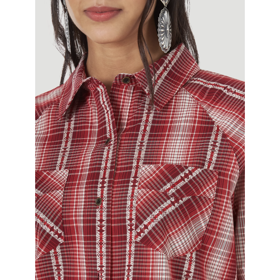 Wrangler Women's Wrangler Retro® Long Sleeve Flannel Plaid Shirt - Red Multi-Wrangler-Little Giant Kidz