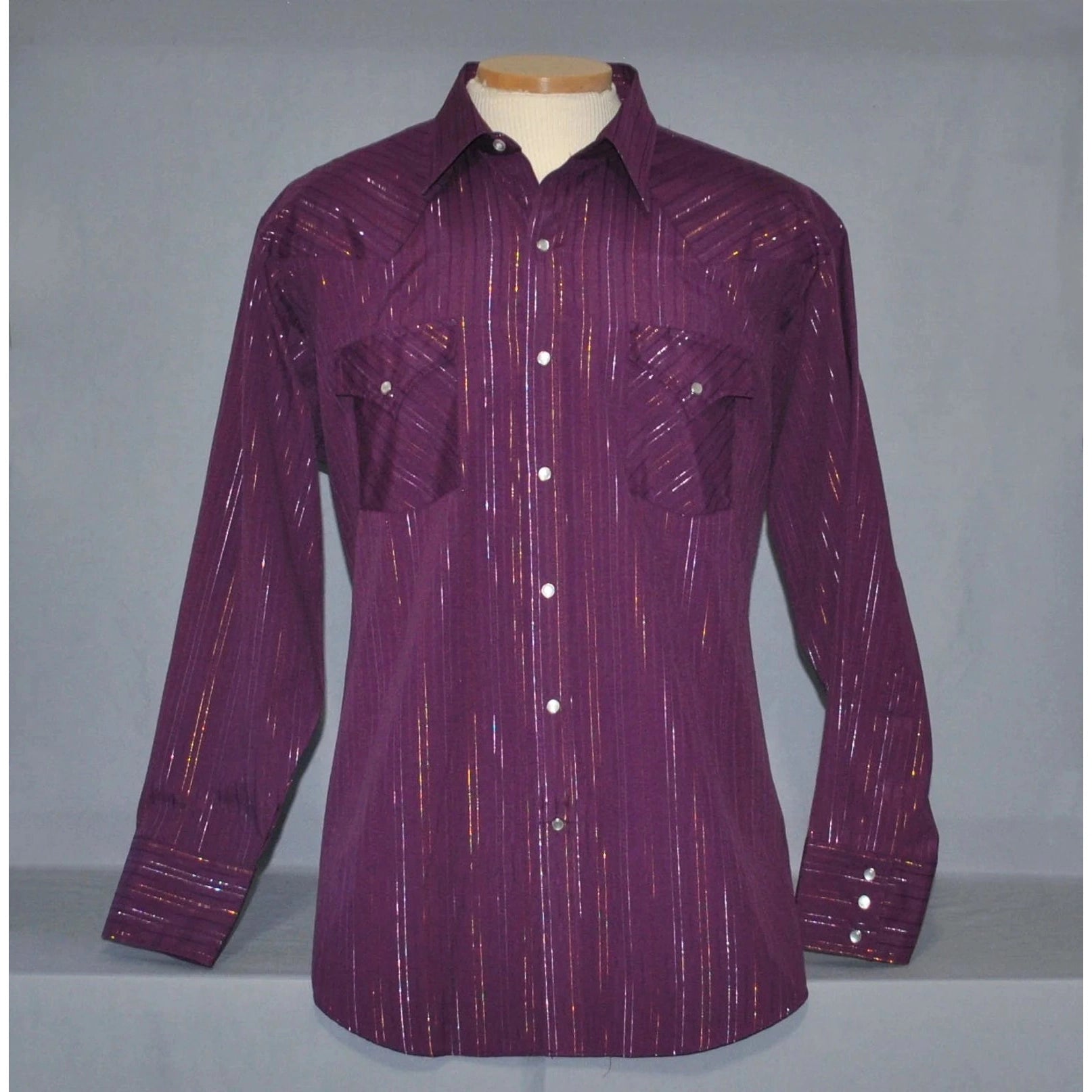 Wrangler Women's Wrangler Retro® Long Sleeve Metallic Pinstripe Shirt - Plum-Wrangler-Little Giant Kidz