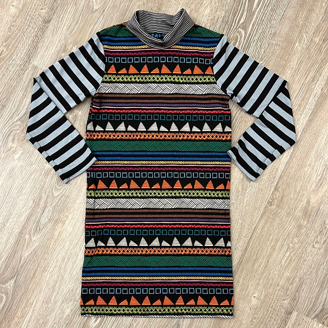 ZaZa Couture Multicolor Geometric Print Dress-ZAZA COUTURE-Little Giant Kidz
