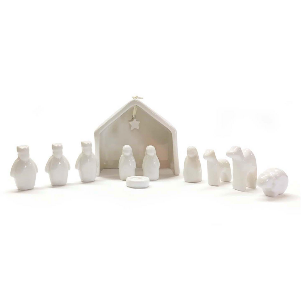 11 Pc Miniature Nativity Scene Set in Gift Box Designed by East of Ind