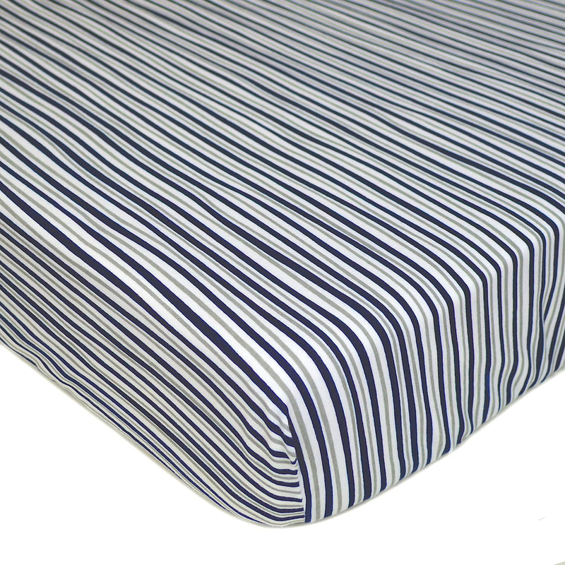 American Baby Co. 100% Cotton Knitted Jersey Crib Sheet - Gray/Navy Funny Stripe-ABC-Little Giant Kidz