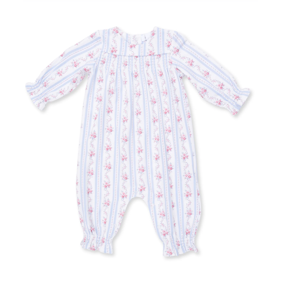 Angel Dear Anna Floral Stripe - Smocked Long Sleeve Romper-Angel Dear-Little Giant Kidz