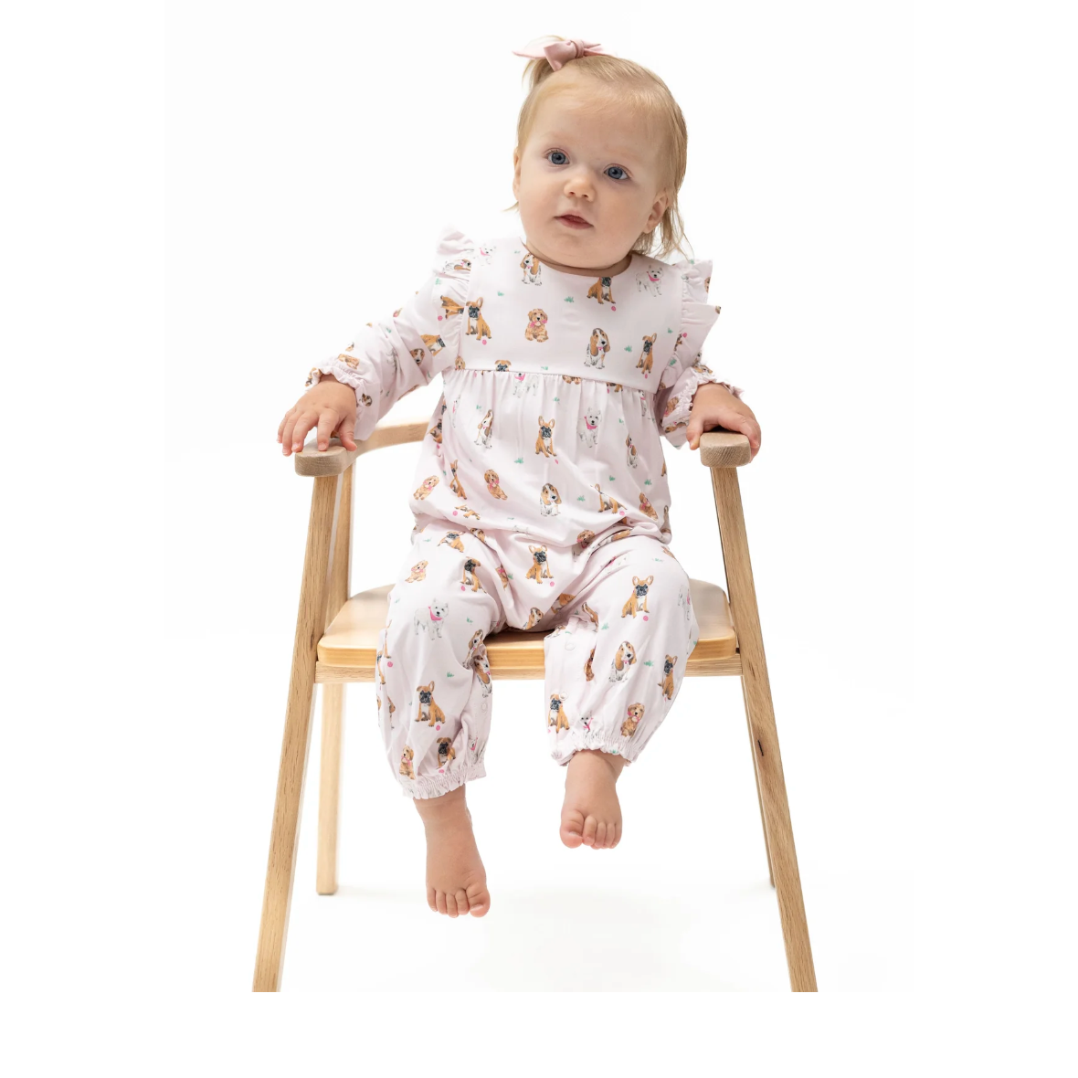 Angel Dear Bestie Dogs Pink - Ruffle Sleeve Snap Romper-Angel Dear-Little Giant Kidz