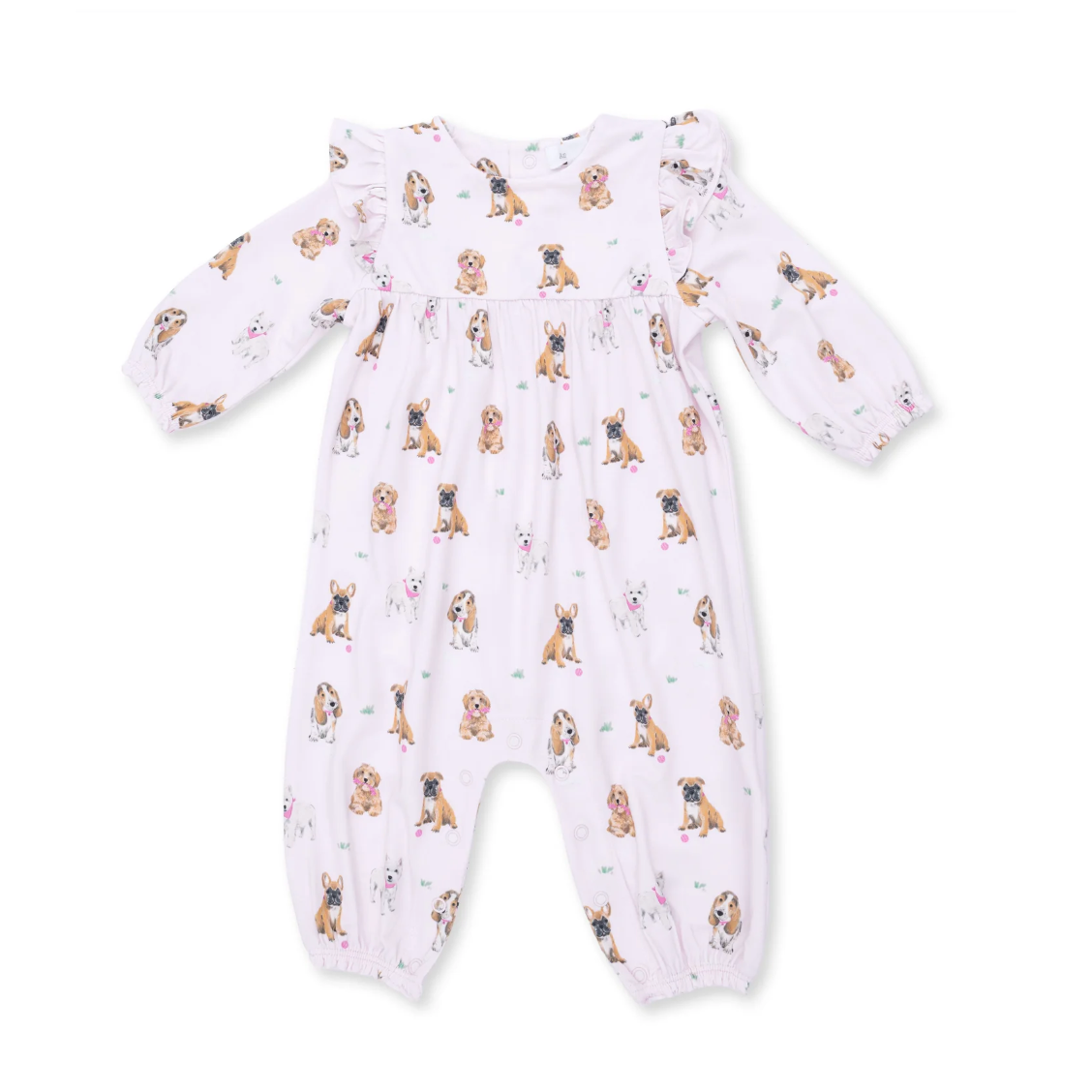 Angel Dear Bestie Dogs Pink - Ruffle Sleeve Snap Romper-Angel Dear-Little Giant Kidz
