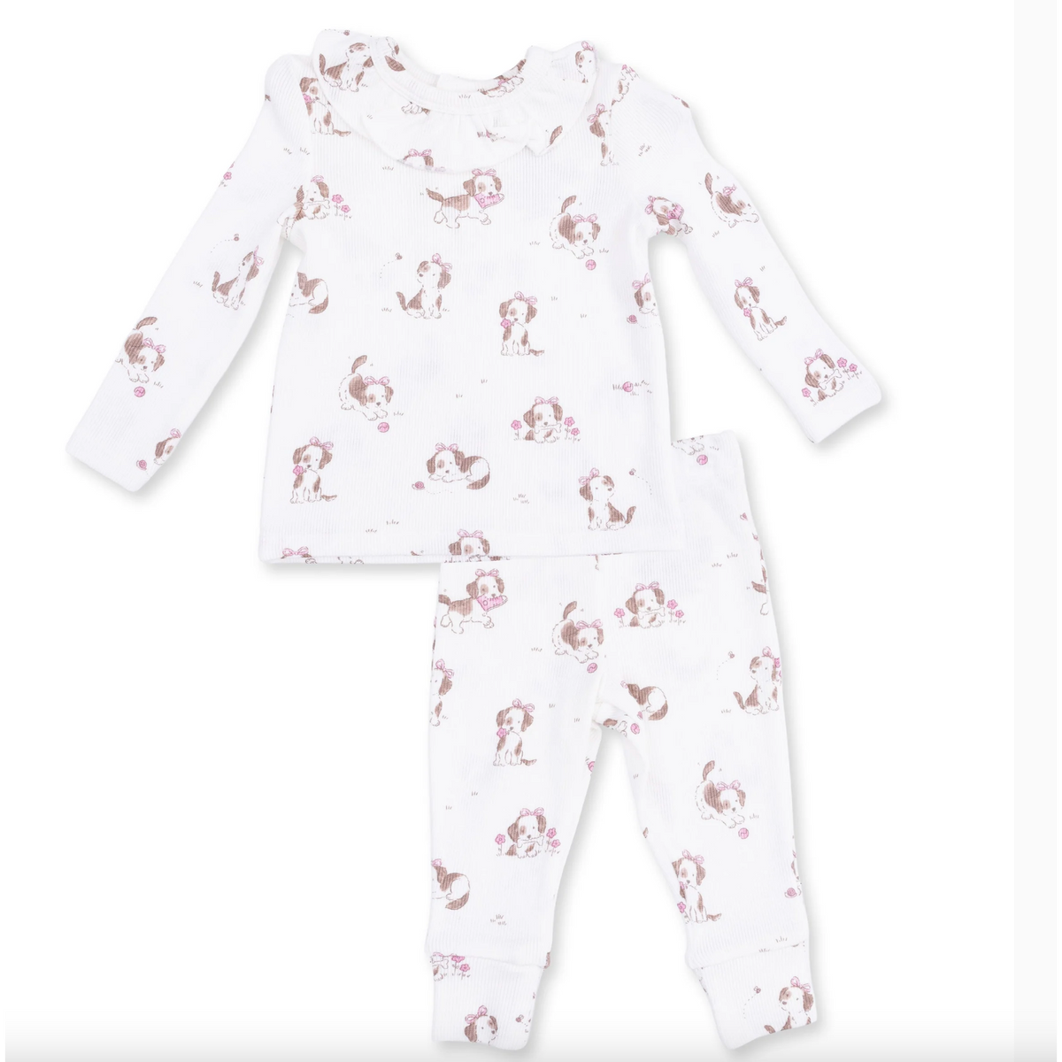 Angel Dear Explorer Puppy Pink - Long Sleeve Ruffle Top and Pant-Angel Dear-Little Giant Kidz