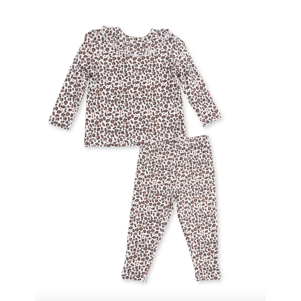Angel Dear Leopard Rib - Long Sleeve Ruffle Top and Pant-Angel Dear-Little Giant Kidz