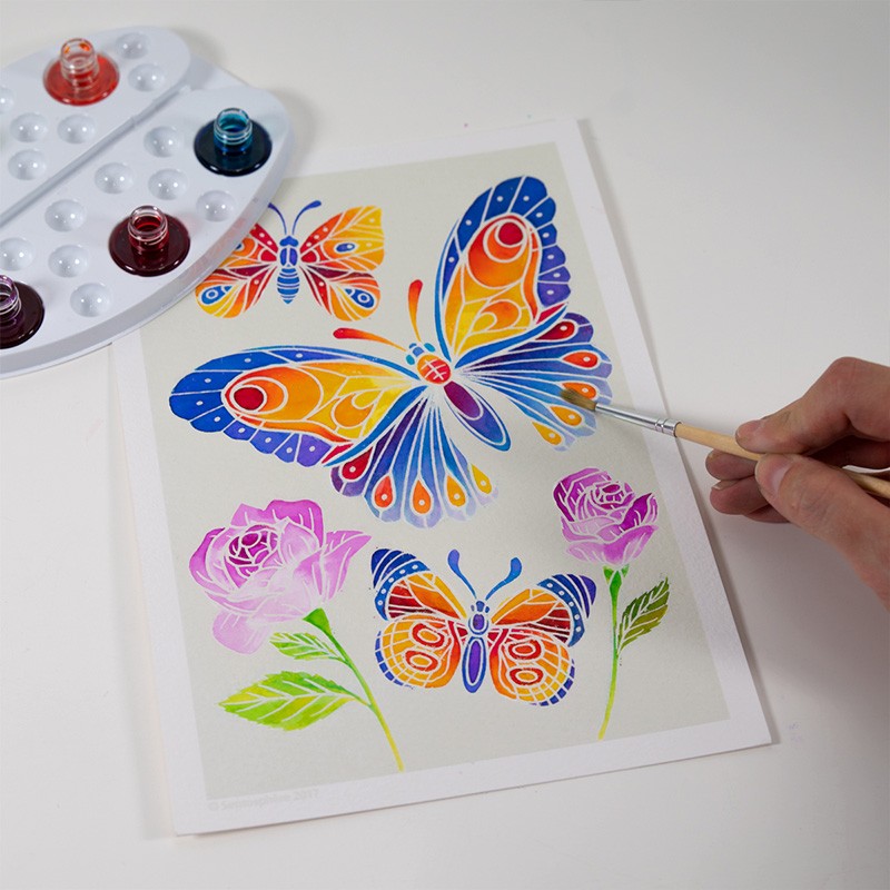 Aquarellum Junior Butterflies & Flowers Watercolor Paint Set (7+)-Sentosphere USA-Little Giant Kidz