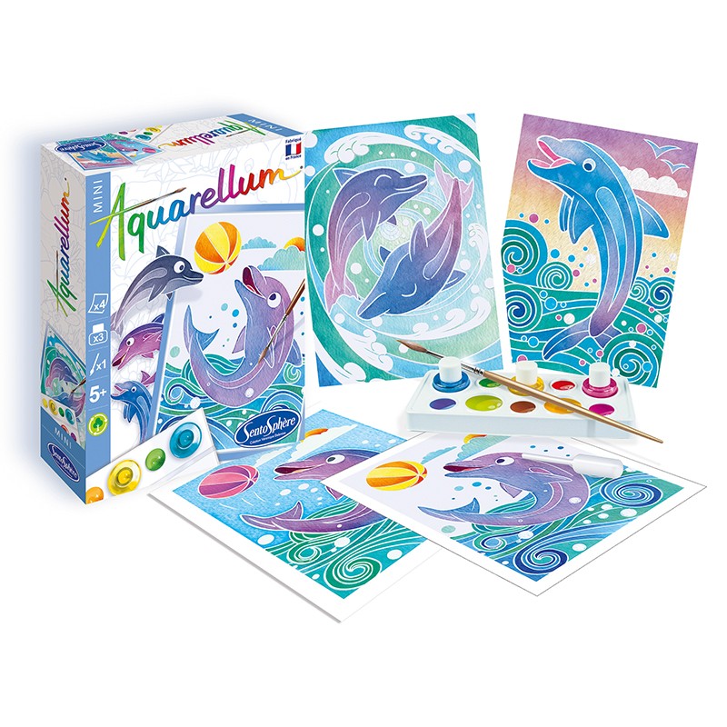 Aquarellum Mini Dolphins Watercolor Paint Set (4+)-Sentosphere USA-Little Giant Kidz