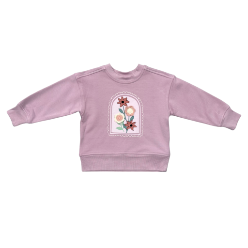 Baby Sprouts Boxy Sweatshirt Crochet Flower-Baby Sprouts-Little Giant Kidz