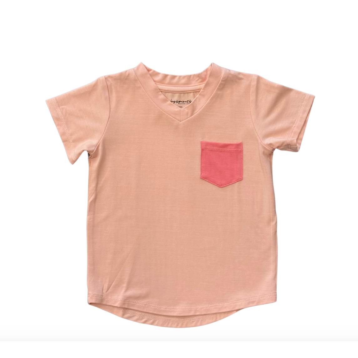 Baby Sprouts Boys V Neck Pocket Tee- Peachy Blush-Baby Sprouts-Little Giant Kidz