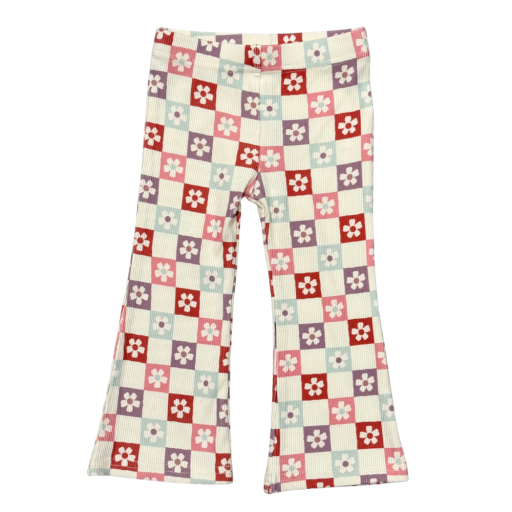Baby Sprouts Flare Pants Wavy Daisy Checkered-Baby Sprouts-Little Giant Kidz