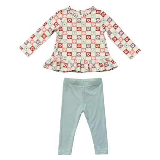 Baby Sprouts Girl'S Long Sleeve Peplum Set Wavy Daisy Checkered-Baby Sprouts-Little Giant Kidz