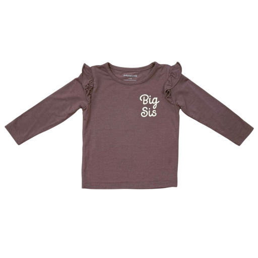 Baby Sprouts Girl'S Long Sleeve Ruffle Top Big Sis In Plum-Baby Sprouts-Little Giant Kidz