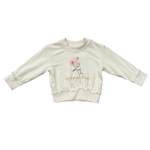 Baby Sprouts Girl'S Ruffle Hem Sweatshirt Happy Days-Baby Sprouts-Little Giant Kidz