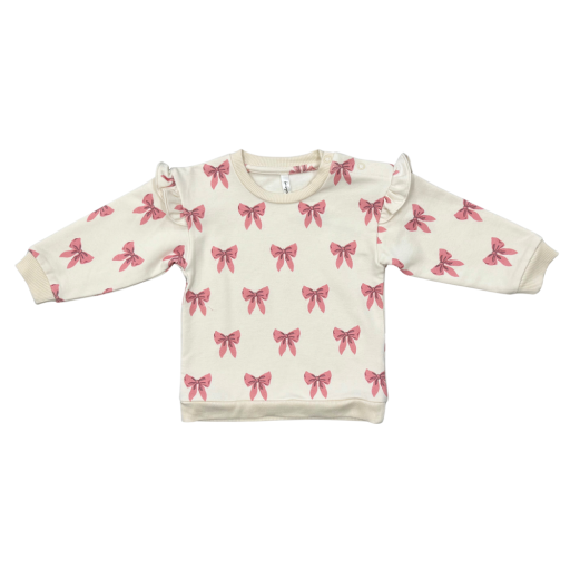 Baby Sprouts Girl'S Ruffle Sweatshirt Rose Elegance Bows-Baby Sprouts-Little Giant Kidz