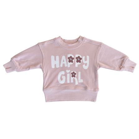 Baby Sprouts Girls Boxy Sweatshirt- Happy Girl-Baby Sprouts-Little Giant Kidz
