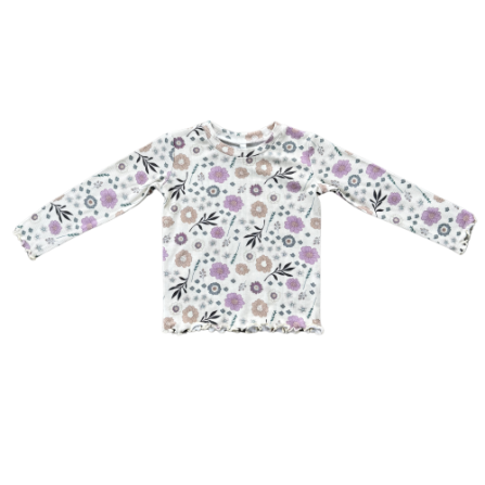 Baby Sprouts Girls Lettuce Hem Tee- Winter Floral-Baby Sprouts-Little Giant Kidz