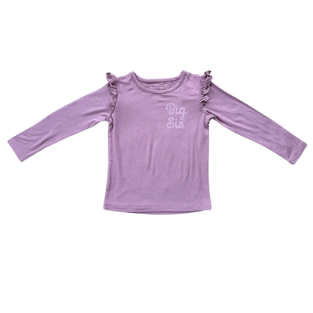 Baby Sprouts Girls Long Sleeve Ruffle Top - Big Sis in Dusky Orchid-Baby Sprouts-Little Giant Kidz