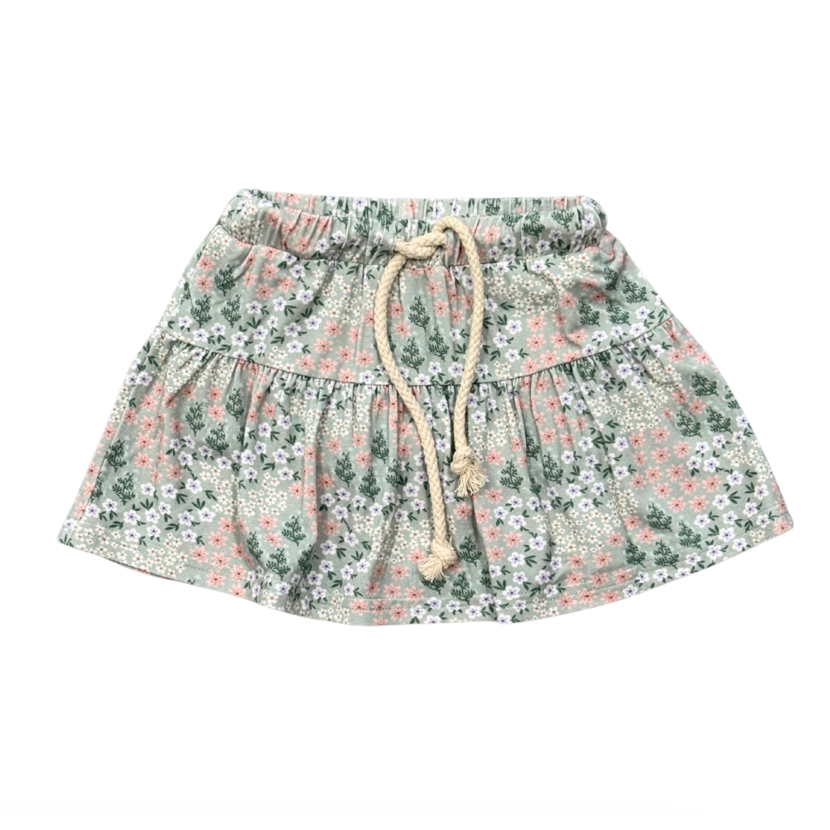 Baby Sprouts Girl's Skort- Aqua Grey Floral-Baby Sprouts-Little Giant Kidz