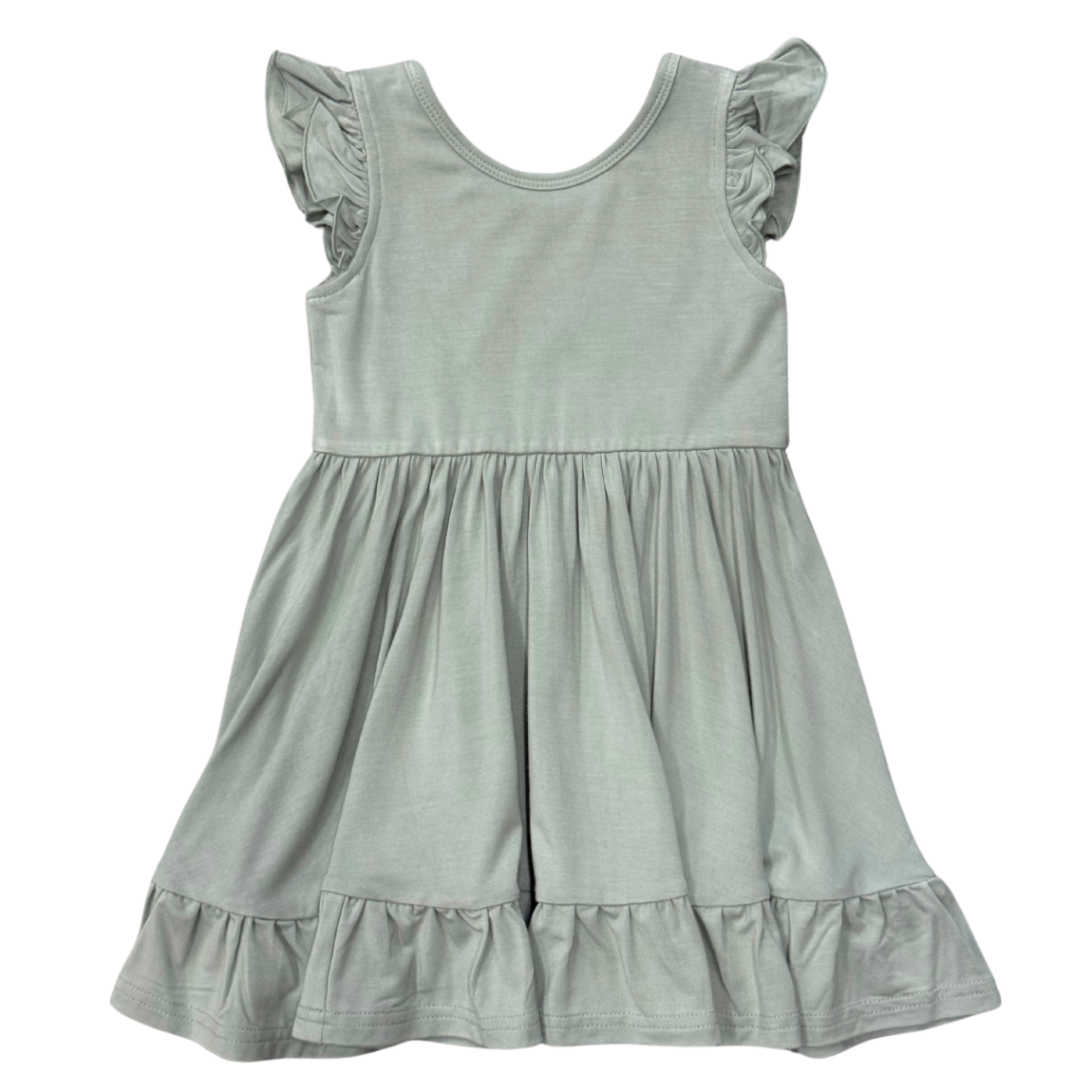 Baby Sprouts Girl's Sleeveless Twirl Dress- Aqua Grey-Baby Sprouts-Little Giant Kidz