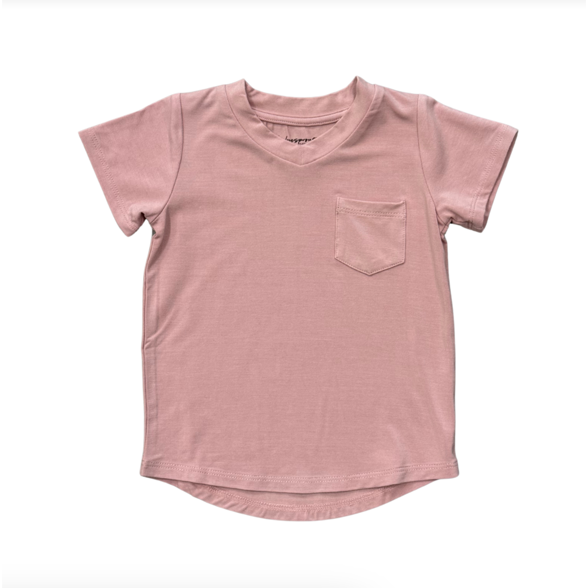 Baby Sprouts Girl's V Neck Pocket Tee- Spring Mauve-Baby Sprouts-Little Giant Kidz