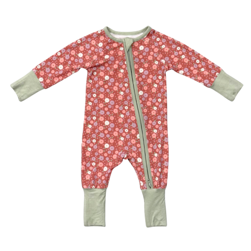 Baby Sprouts Long Sleeve Zip Romper Tiny Petals-Baby Sprouts-Little Giant Kidz