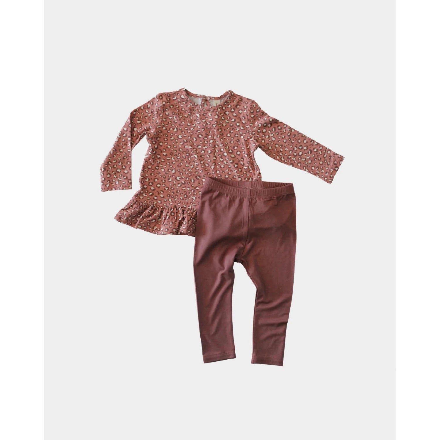 Baby Sprouts Rosewood Cheetah Peplum Top + Leggings Set-Baby Sprouts-Little Giant Kidz