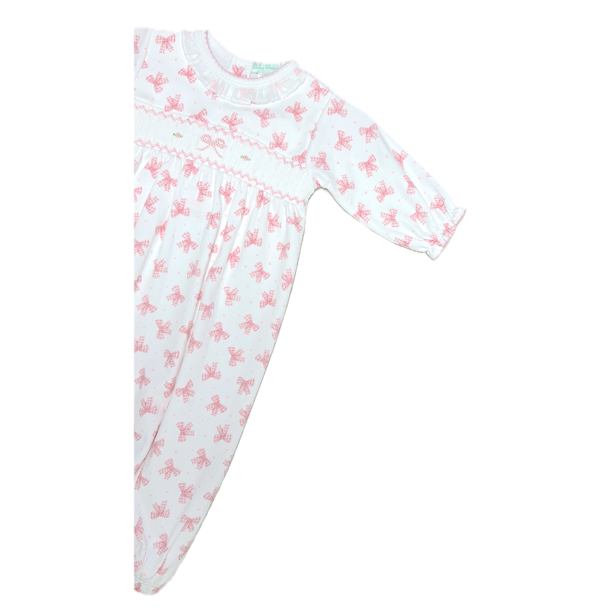 Baby Threads Baby Pink Bows Print Day Gown-BABY THREADS-Little Giant Kidz