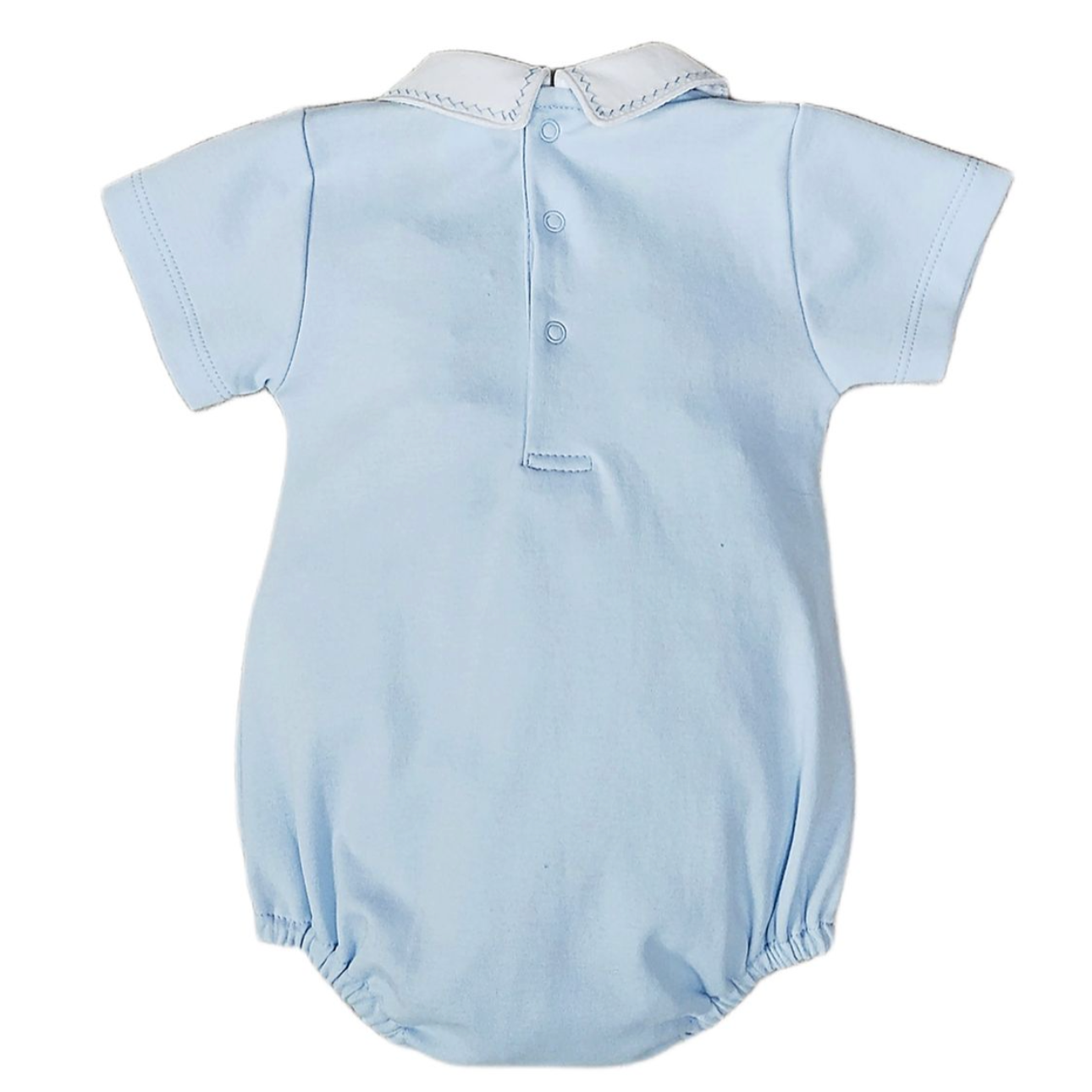 Baby Threads Classic Blue Collection- Blue Smocked Baby Boy Romper-BABY THREADS-Little Giant Kidz
