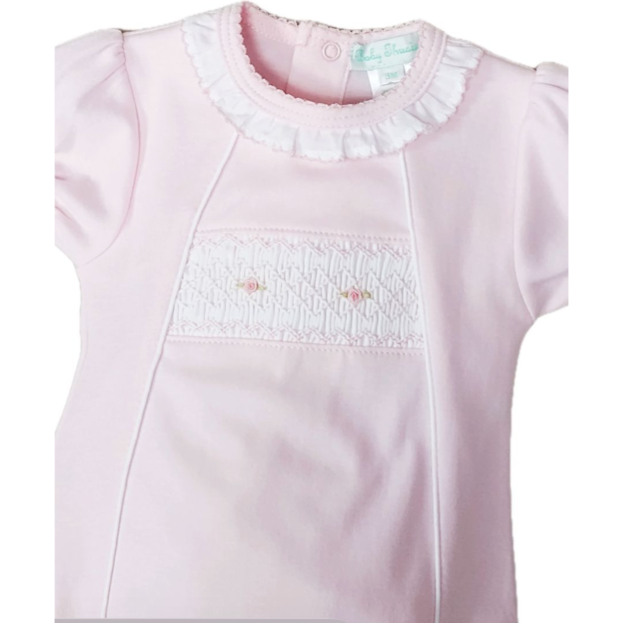 Baby Threads Classic Pink Collection- Pink Smocked Baby Girl Onesie-BABY THREADS-Little Giant Kidz