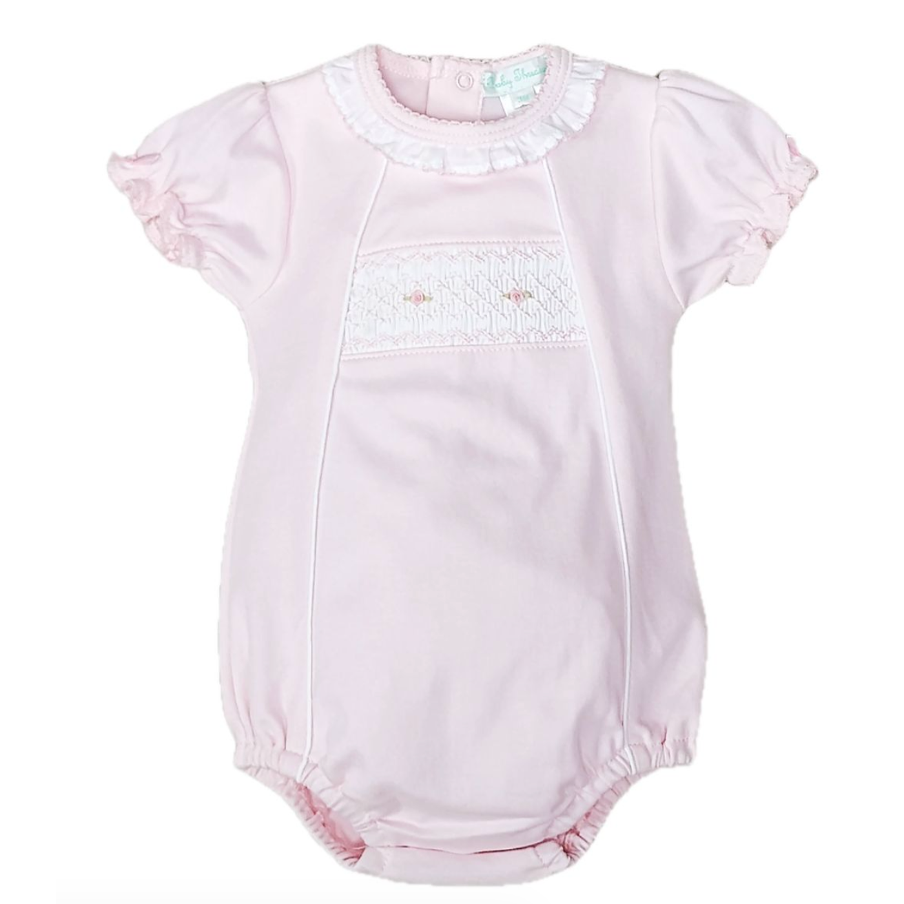 Baby Threads Classic Pink Collection- Pink Smocked Baby Girl Onesie-BABY THREADS-Little Giant Kidz