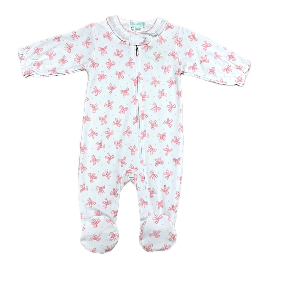 Baby Threads Zipper Pink Bows Footie-BABY THREADS-Little Giant Kidz