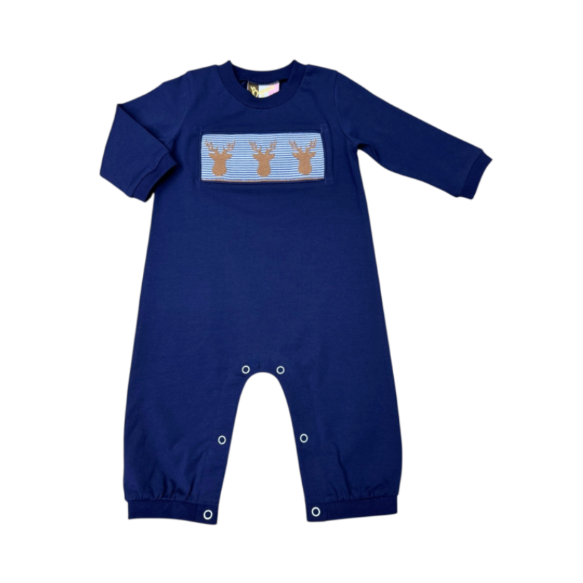 Banana Split Buck Deer Smocked Boys Romper -BANANA SPLIT-Little Giant Kidz