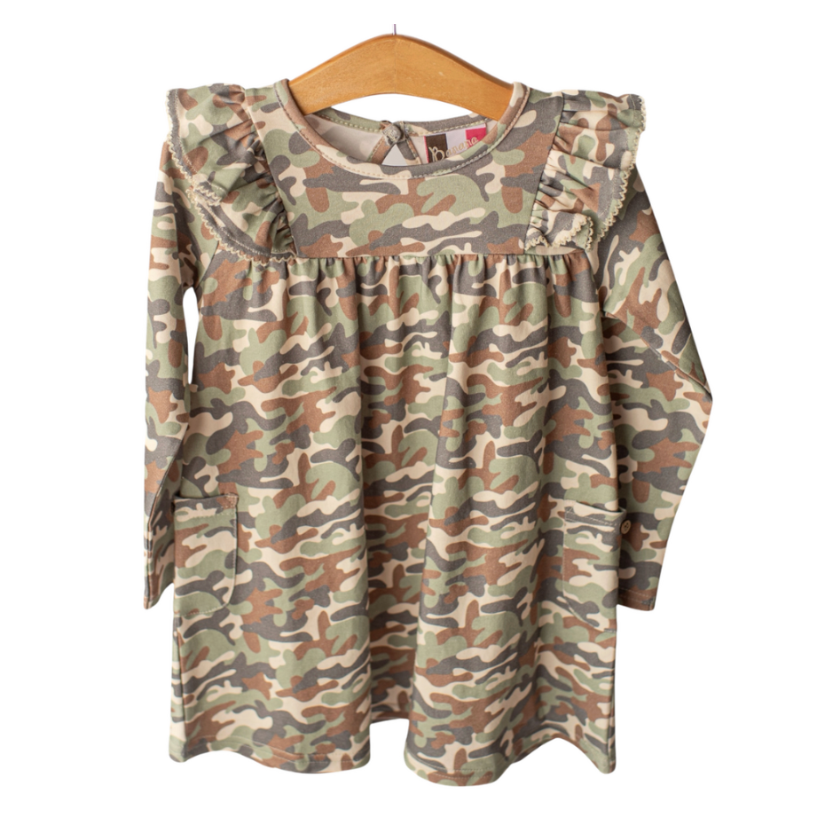 Banana Split Camo Long Sleeve Dress-BANANA SPLIT-Little Giant Kidz