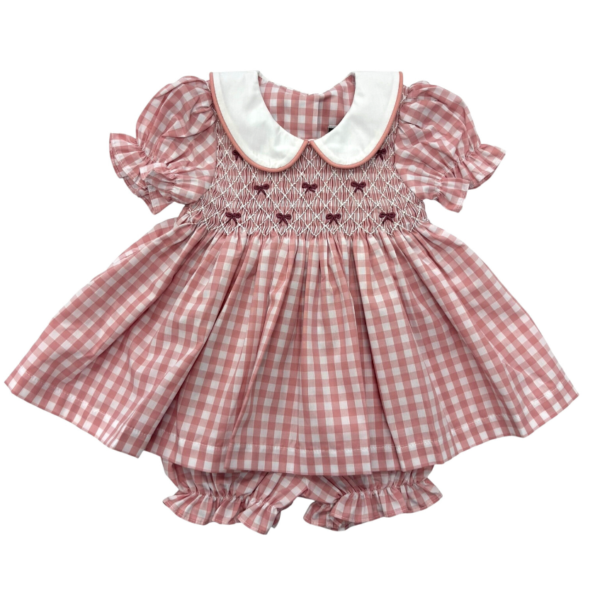Banana Split Sugarplum Smocked Bow Bloomer Set-BANANA SPLIT-Little Giant Kidz