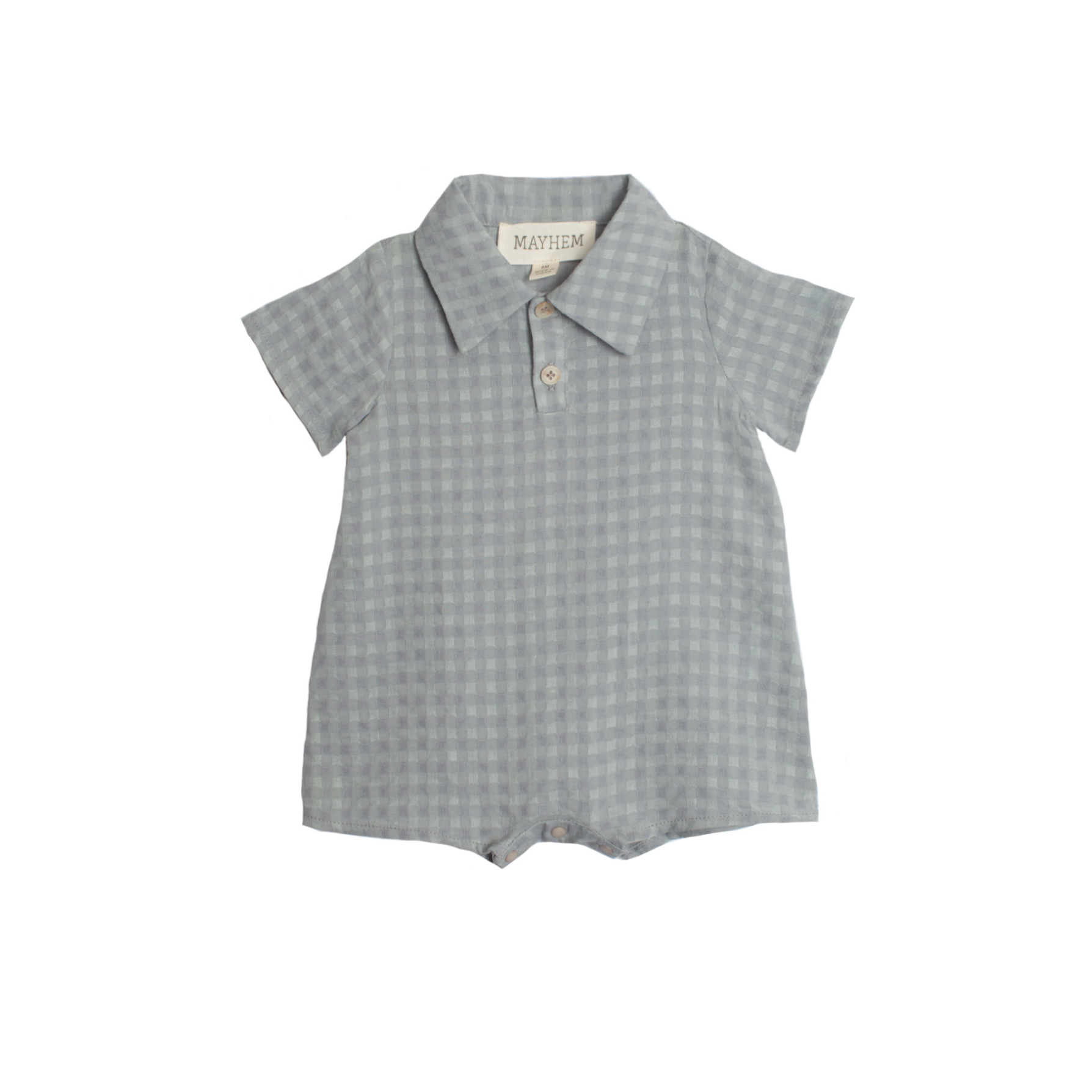 Beckett Bear Blue Checkmate Romper-MABEL+HONEY-Little Giant Kidz