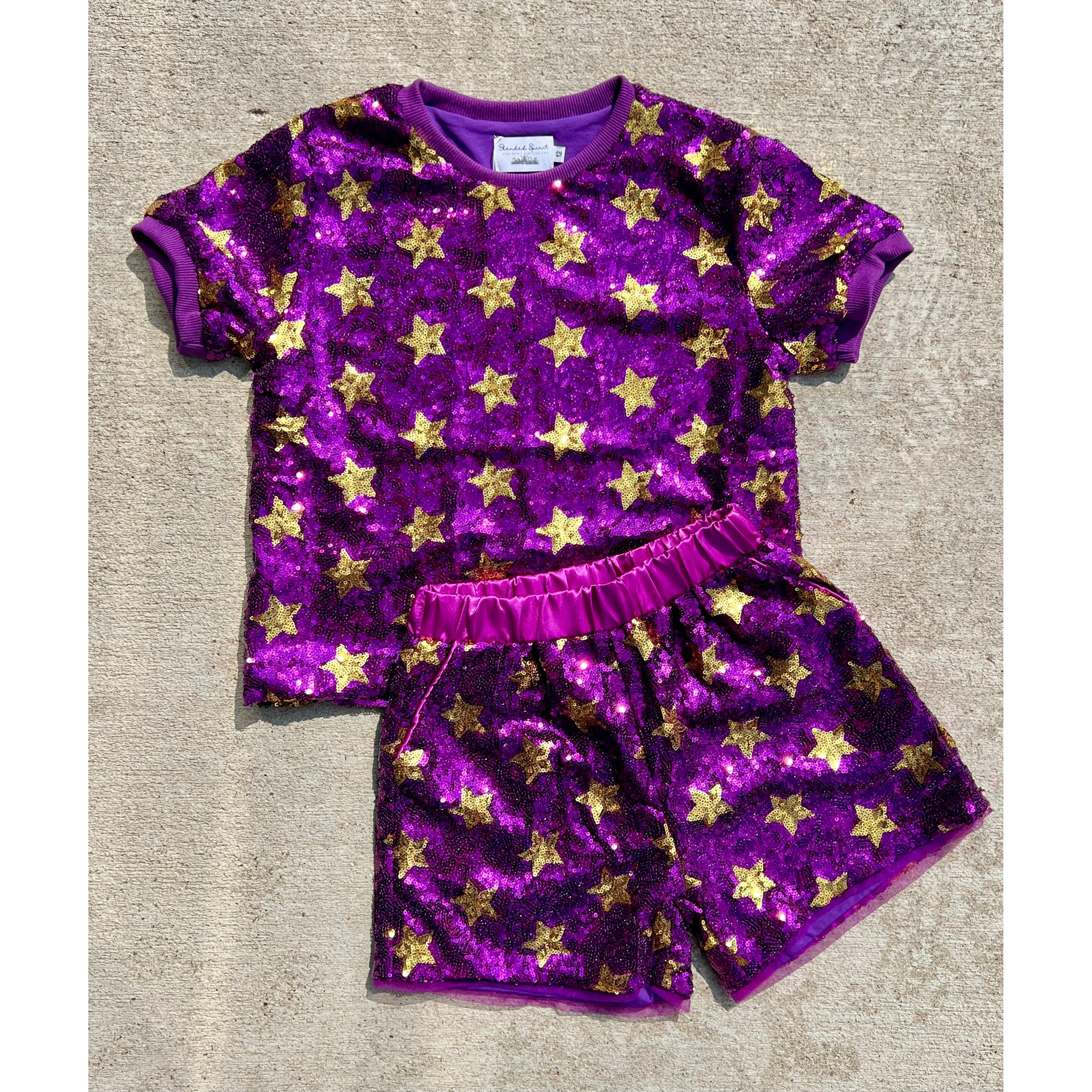 Blended Spirit Purple & Gold Stars Top