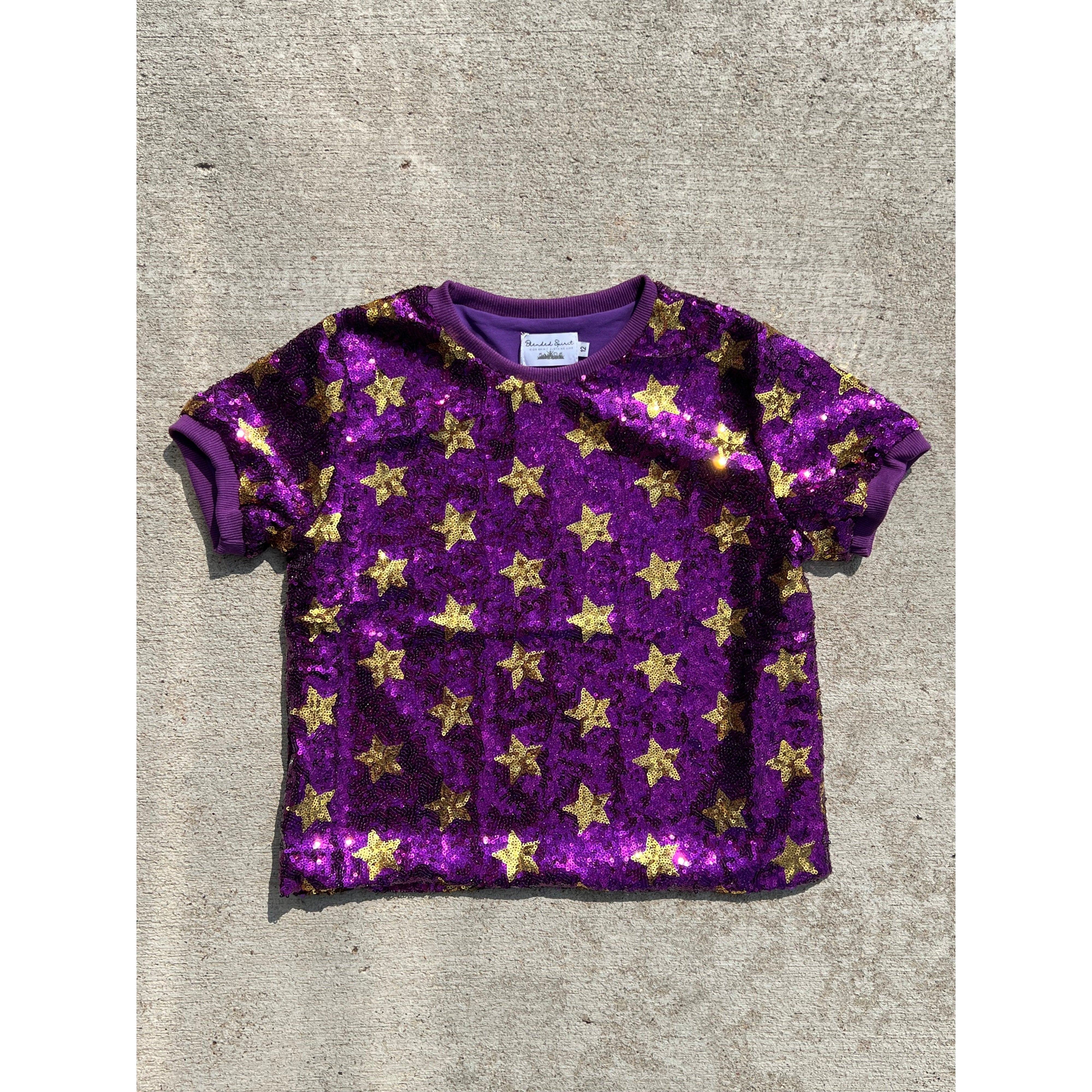 絶版‼️ PURPLE STARS purple fashion Blended Spirit Purple & Gold Stars Top