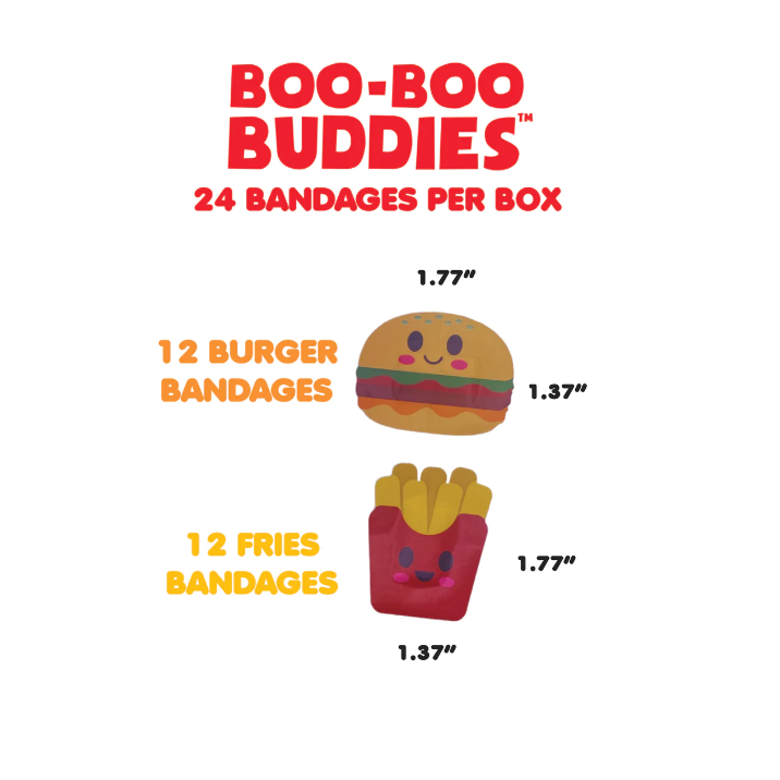 Boo-Boo Buddies Sterile Adhesive Bandages - Burger + Fries-BOO-BOO BUDDIES-Little Giant Kidz