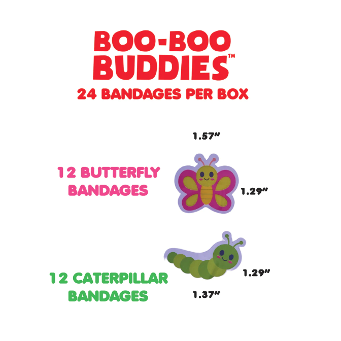 Boo-Boo Buddies Sterile Adhesive Bandages - Caterpillar + Butterfly-BOO-BOO BUDDIES-Little Giant Kidz