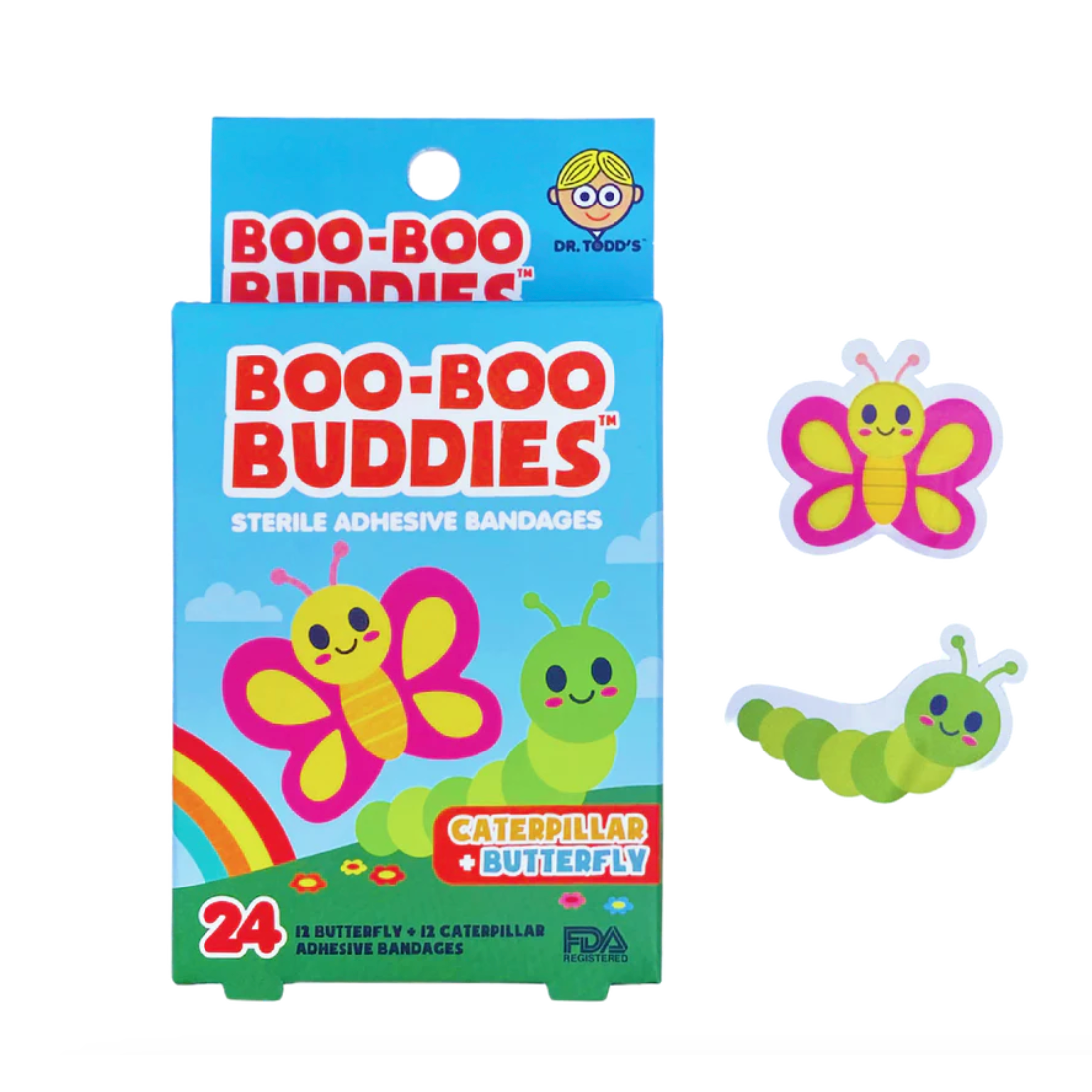 Boo-Boo Buddies Sterile Adhesive Bandages - Caterpillar + Butterfly-BOO-BOO BUDDIES-Little Giant Kidz