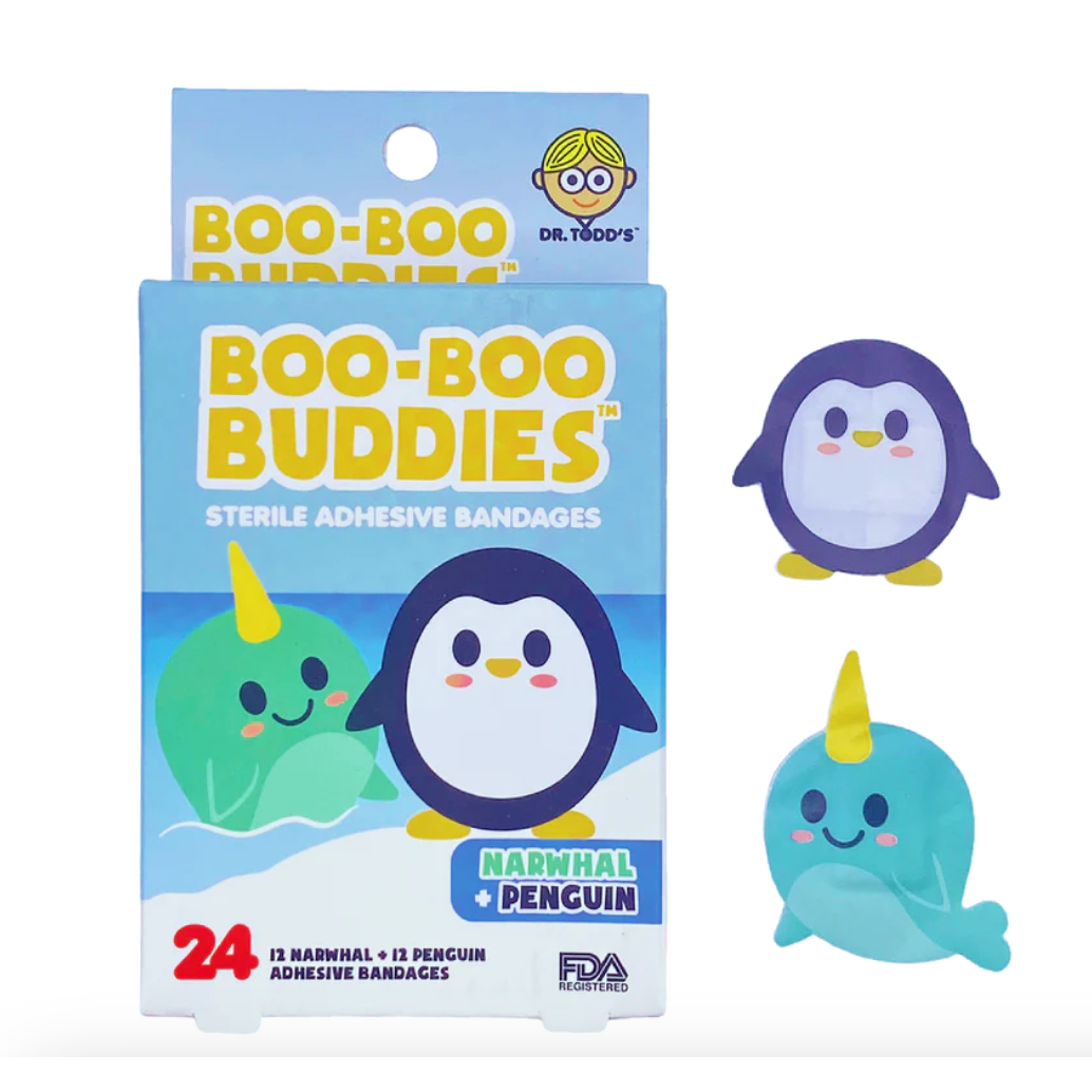 Boo-Boo Buddies Sterile Adhesive Bandages - Narwhal + Penguin-BOO-BOO BUDDIES-Little Giant Kidz