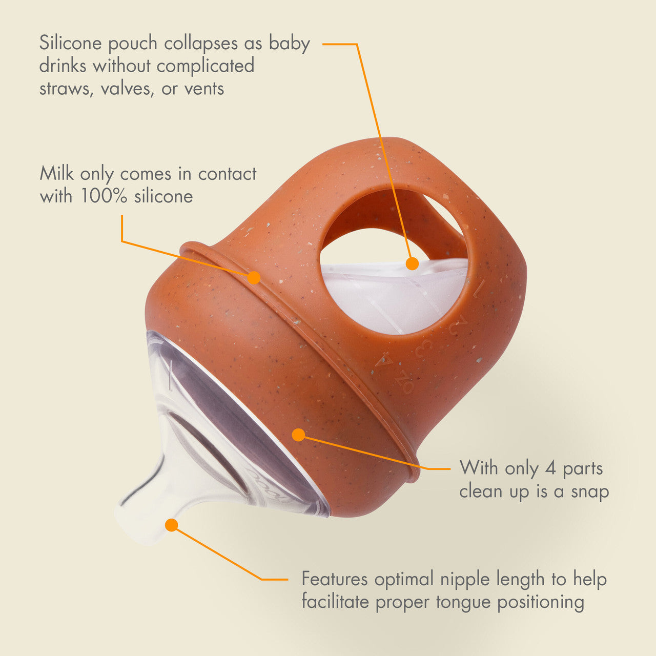 Boon NURSH Silicone Pouch Bottle 4oz (3-Pack) - Speckle-BOON-Little Giant Kidz