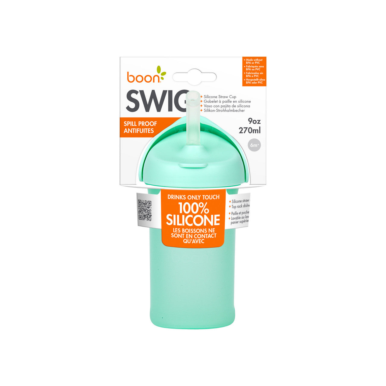 Boon SWIG Silicone Straw Cup - Mint (9oz.)-BOON-Little Giant Kidz