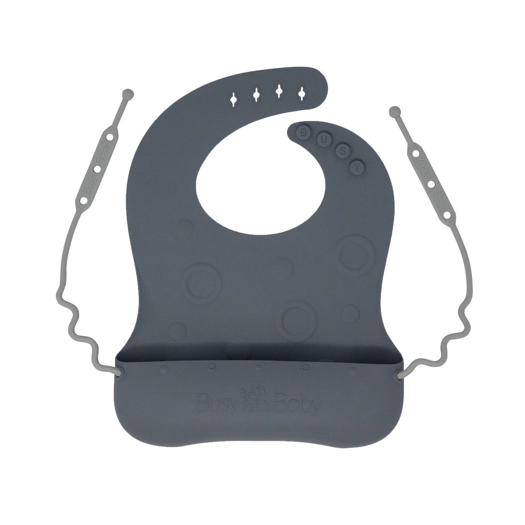 Busy Baby Bungee Bib & Tether System - Pewter