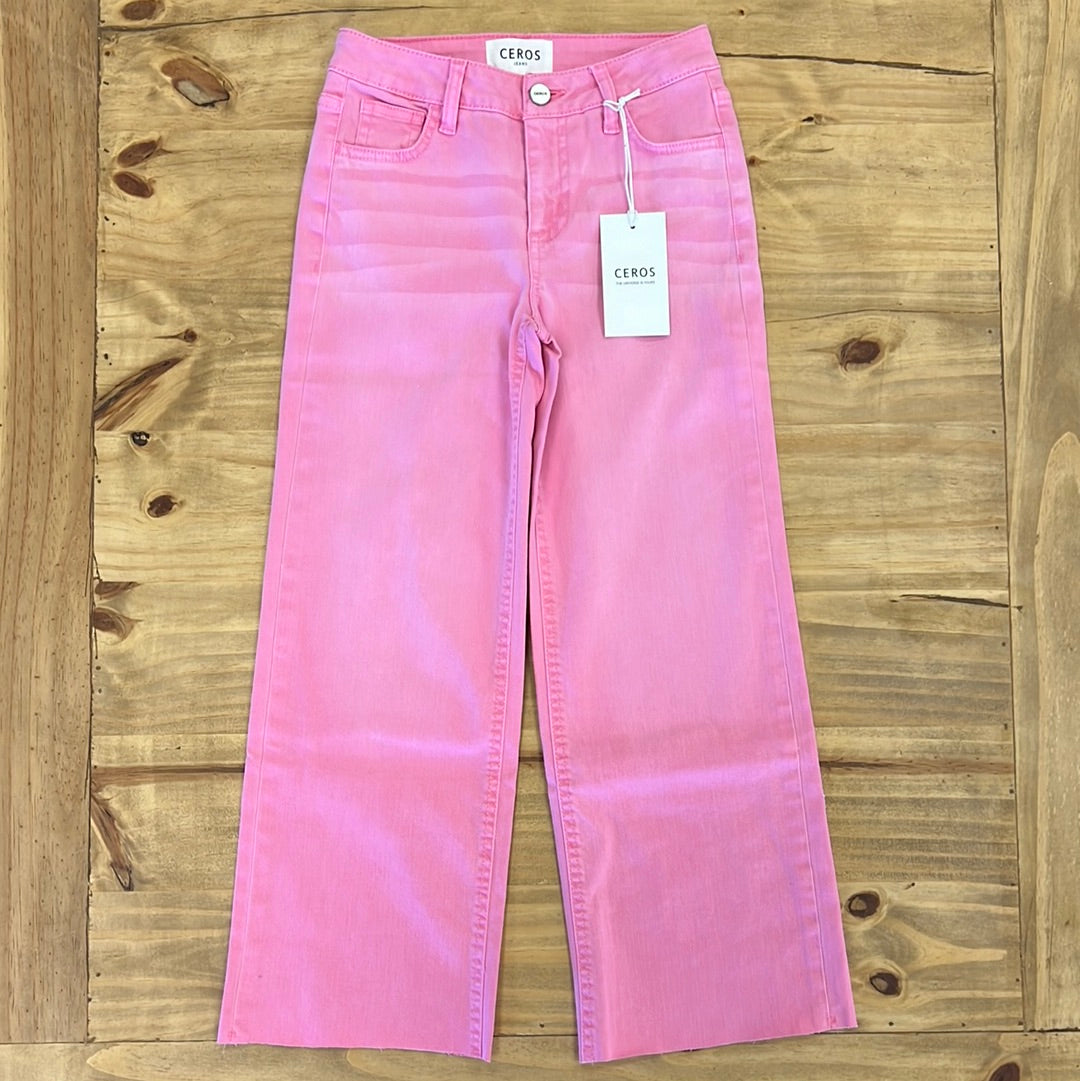Ceros Tween Pink Crop Wide Leg Jeans-CEROS-Little Giant Kidz