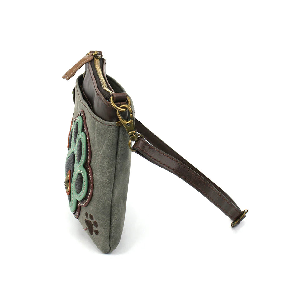 Chala Mini Crossbody - Teal Paw Print (Gray)-Chala Group-Little Giant Kidz