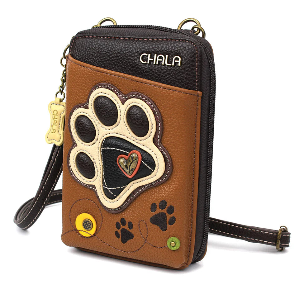 Chala Wallet Xbody - Ivory Paw Print (Brown)-Chala Group-Little Giant Kidz